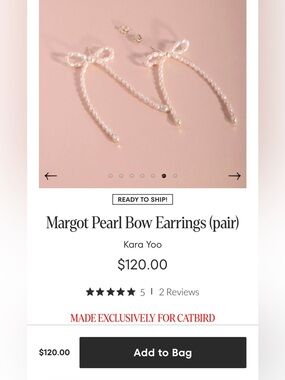Catbird Pearl Bow Drop Earrings